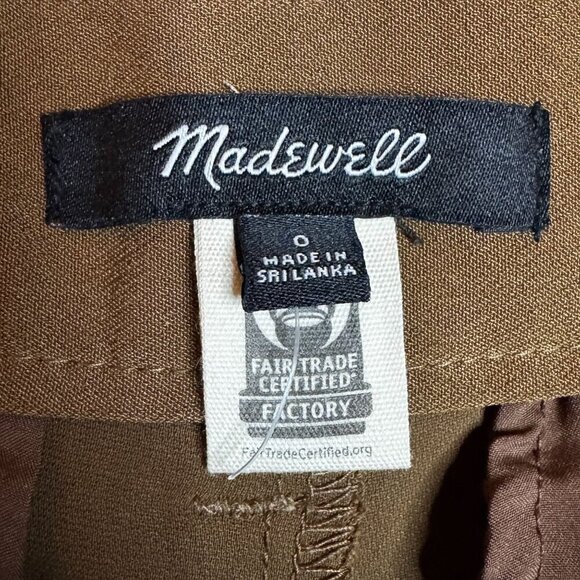 Madewell Womens The Harlow Shorts High-Waisted Twill Pleated Brown Size 0 NWOT - Picture 4 of 7
